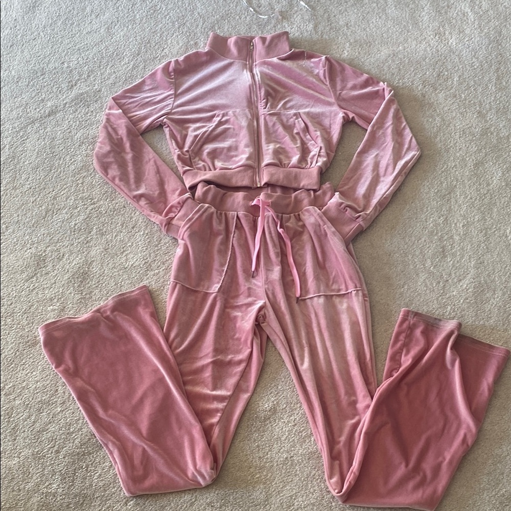 Chic Pink Velour Tracksuit
